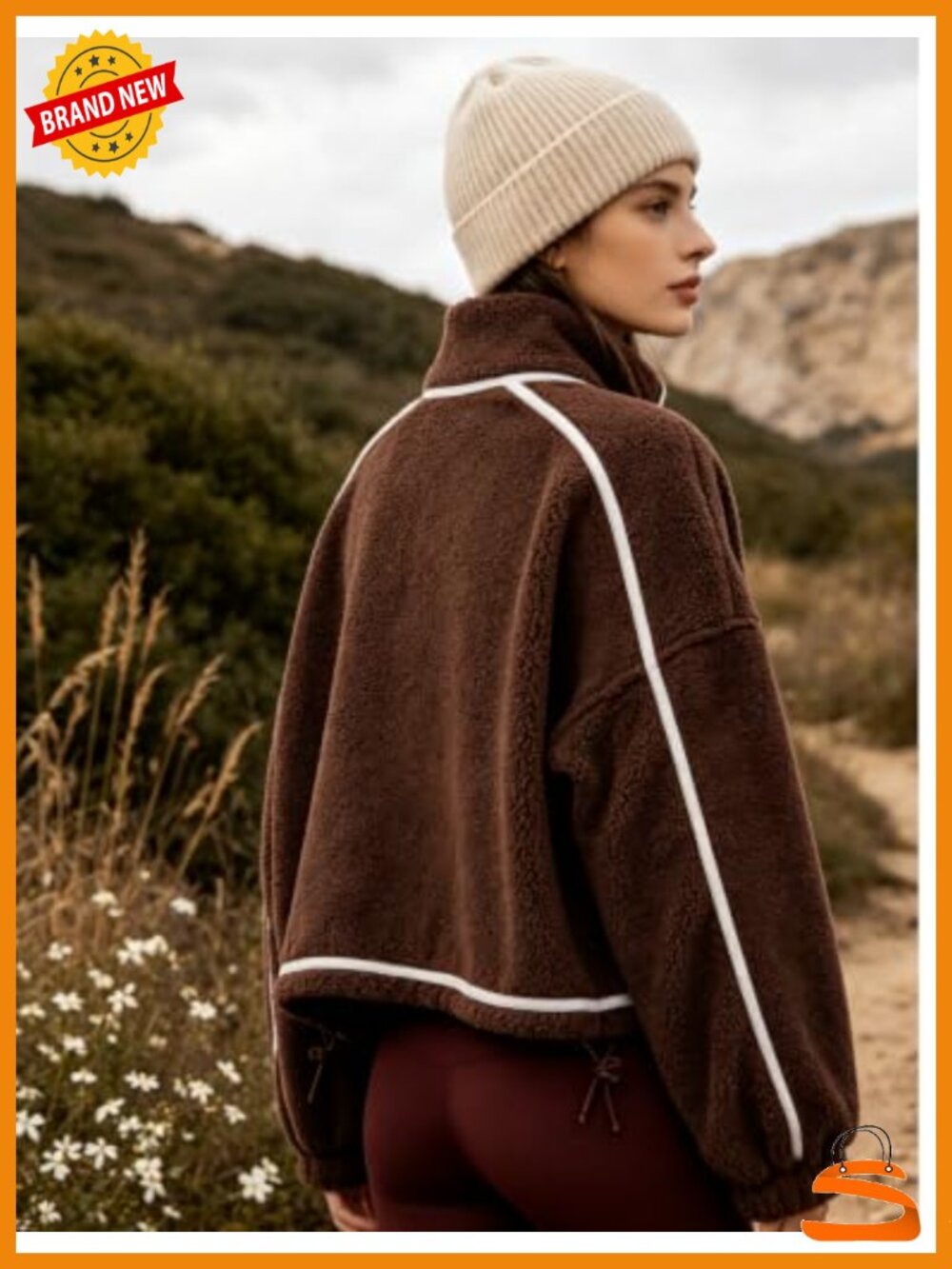 Sherpa Fleece Half Zip Pullover Oversized Sweatshirt - Picture 5 of 6